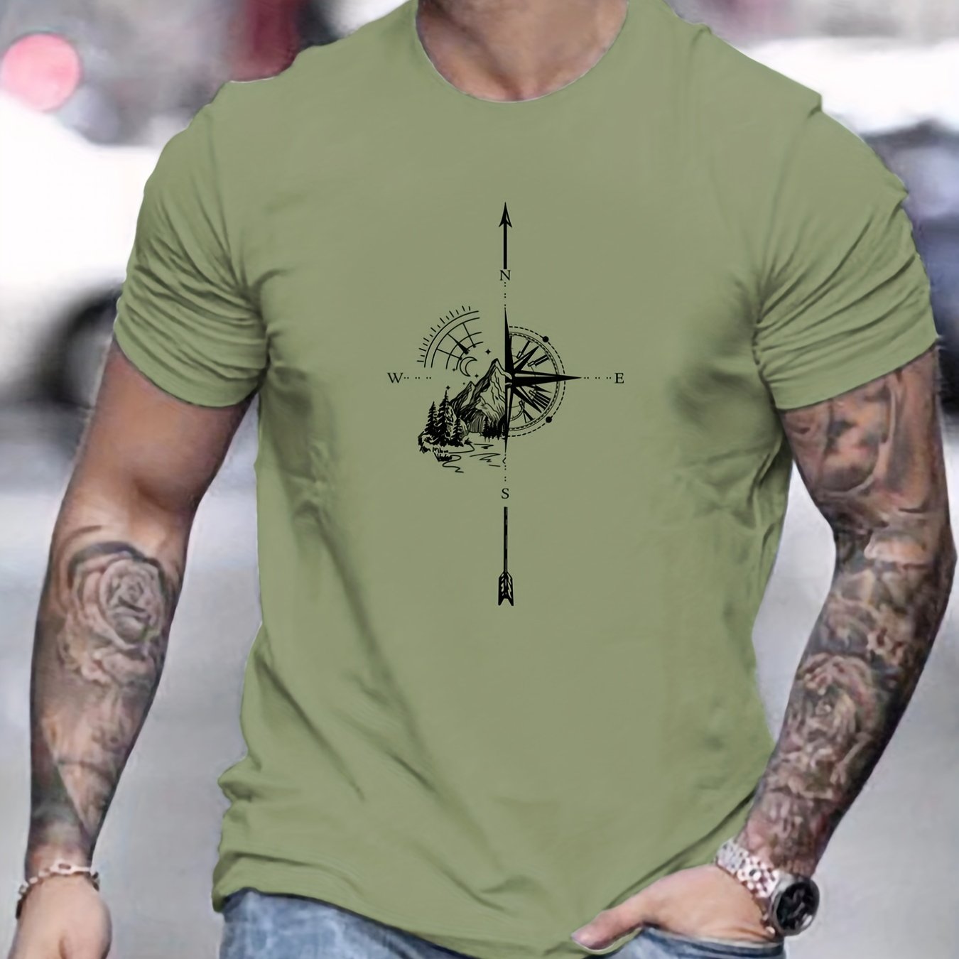 Herren Bequemes T-shirt Bedruckt