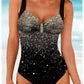 Damen Badeanzug Luxuslook Paillettenprint