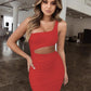 Damen Sexy Mini Kleid mit Einem Schulterdesign
