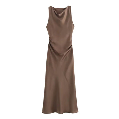 Maxikleid Satin Drapierung Elegant