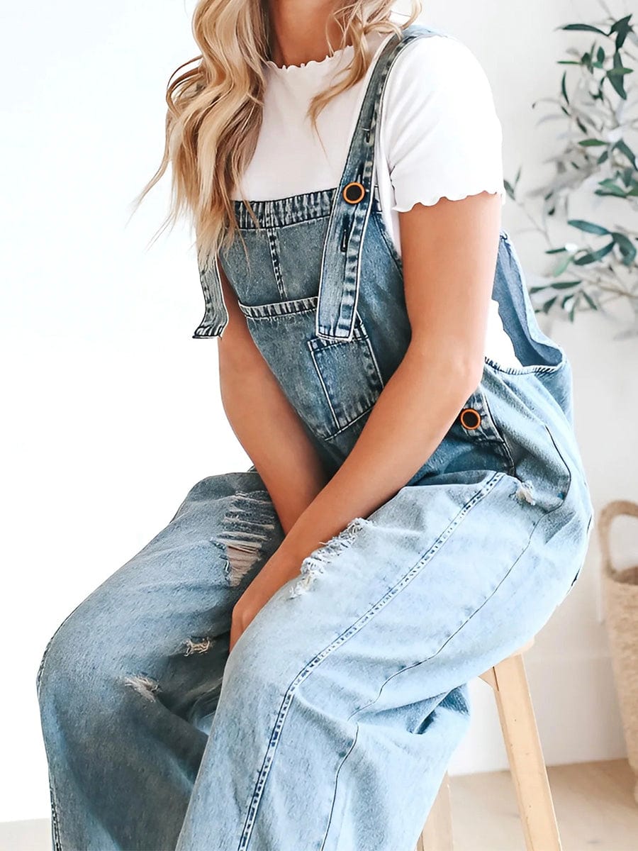 Damen Ärmelloser Lockere Denim Overall Für Lässigen Stil