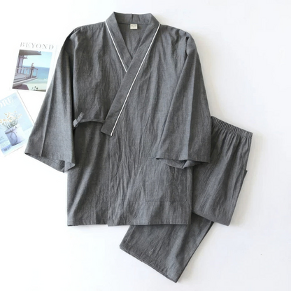 Herren Zwei Teiliger Pyjama Satz Mit Japanischem Kimono