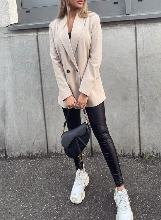 Damen Oversized Blazer Mit Langen Ärmeln Und Reverskragen