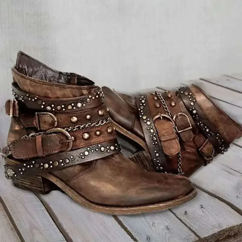 Cowboystiefel Damen Knöchelstiefel Sprenkel Nieten