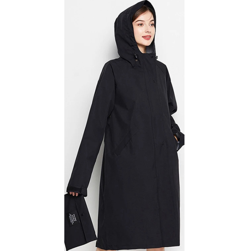 Damen Regenjacke Mit Kapuze Wasserfeste Lange Jacke