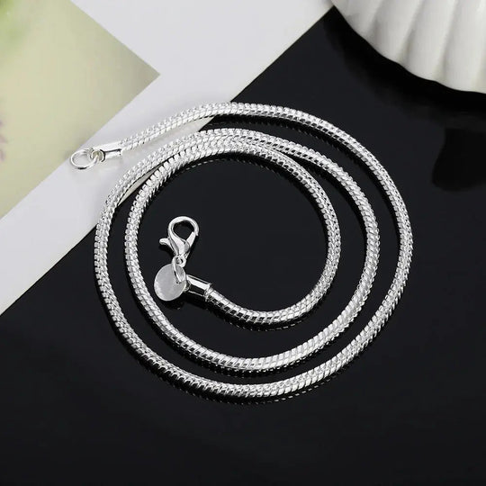 Damen 3mm Schlangen Kette Aus Sterling Silber