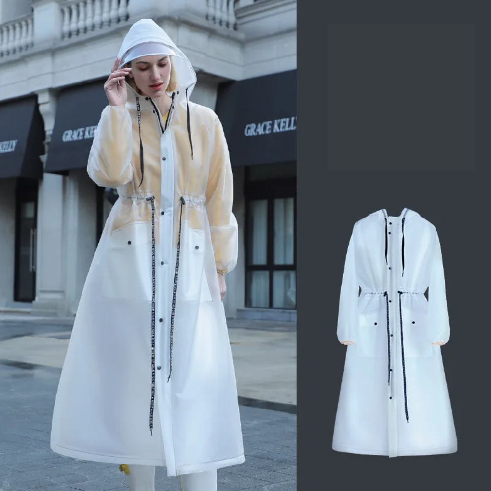 Damen Wasserdichte Regenjacke Mit Kapuze Verstellbare Taille