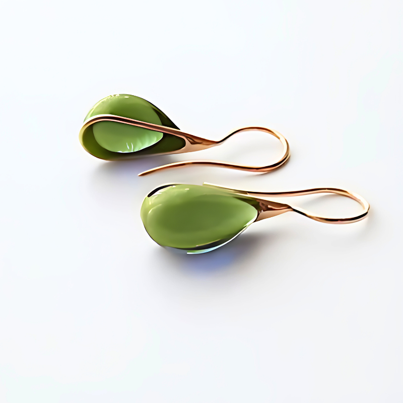 Fudus | Weinlese Olivgrüne Glasohrringe