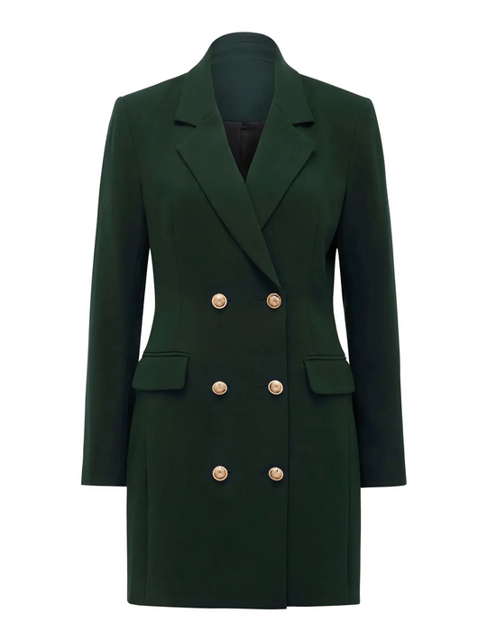 Damen Blazer Kleid Doppelknöpfig Klassisch Langarm Elegant