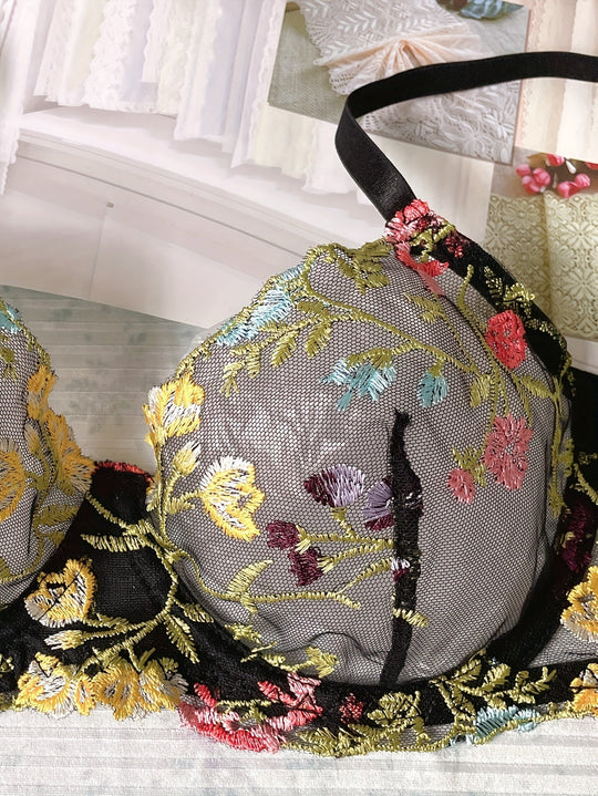 Damen Seelenvolles Besticktes Dessous Set