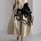 Kleid Lang Halbleinen Japanisches Muster Octopus