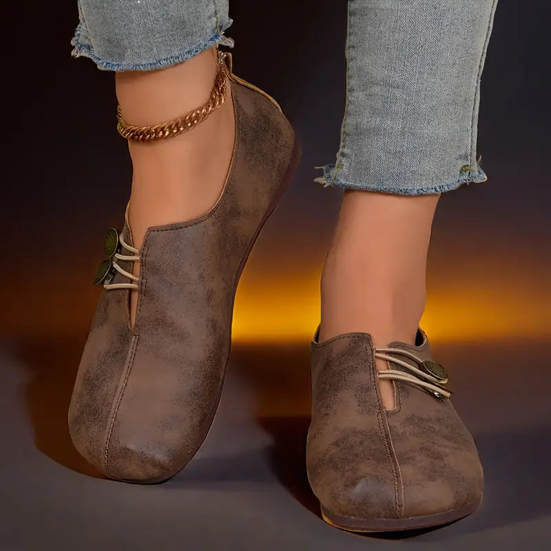 Damen Bequeme Flache Schuhe Mit Runder Spitze Und Flexibler Sohle