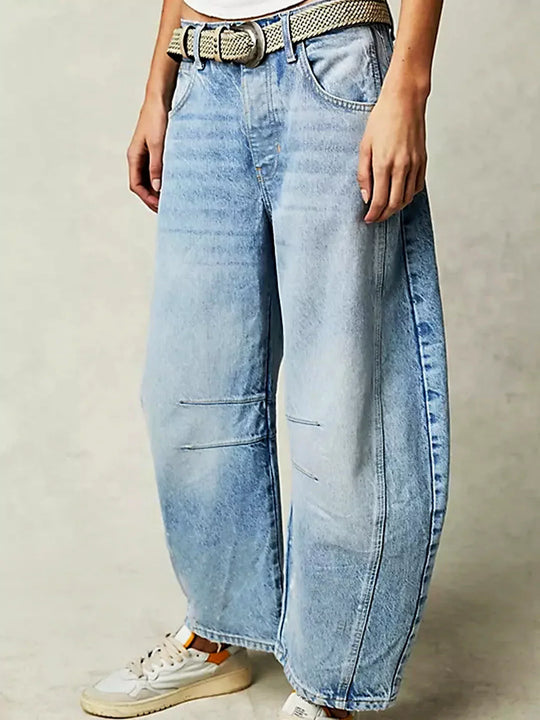 Damen Barrel Jeans Klassischer Alltagskomfort