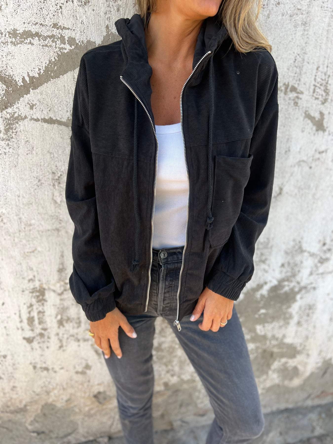 Jacke Damen Kapuze Reißverschluss Modern
