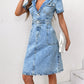Jeanskleid Lässig Kurze Ärmel Frauen
