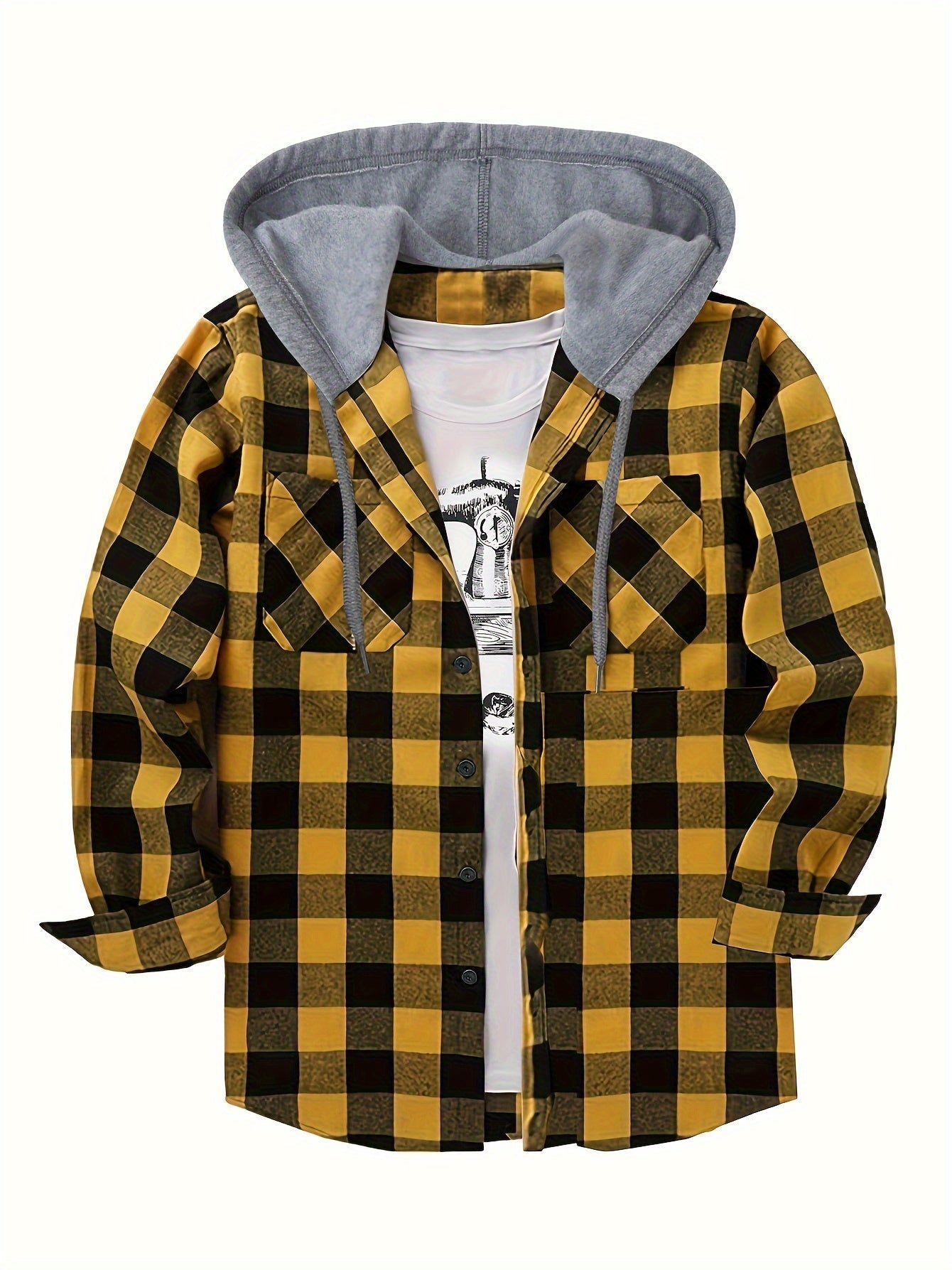 Klassische Kapuzen-Flanelljacke für Herren