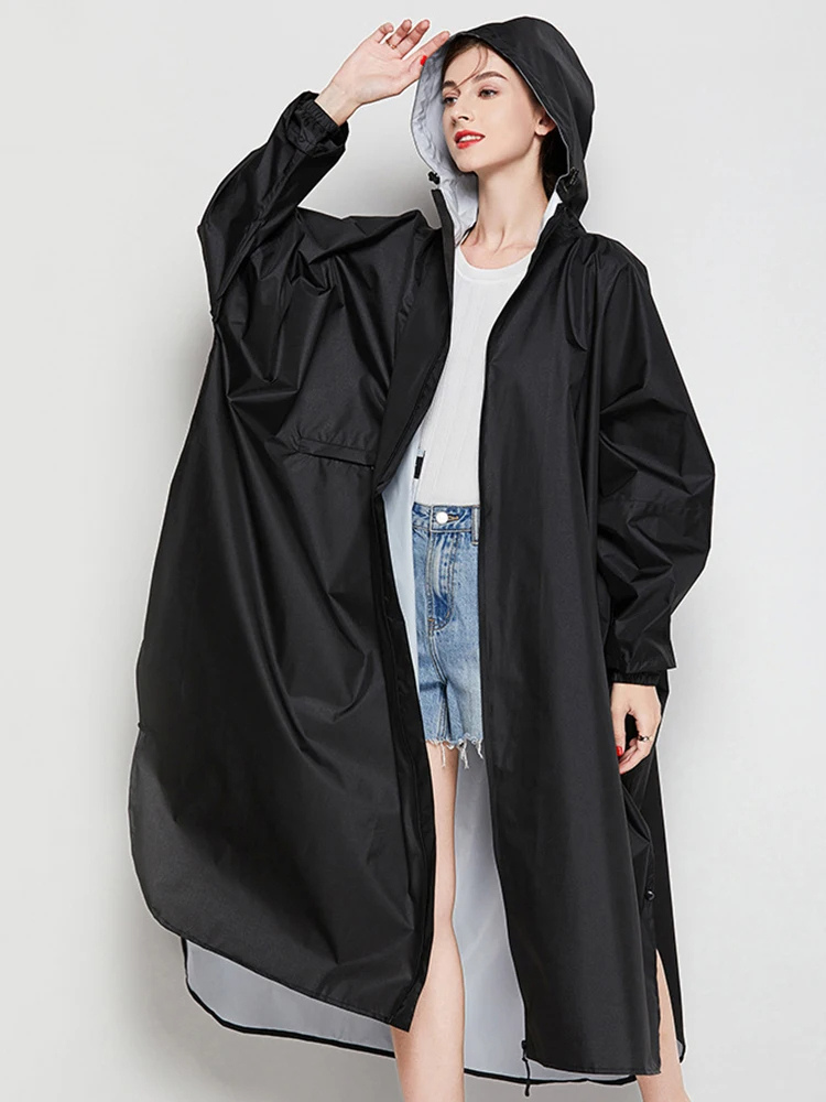 Damen Oversized Wasserdichte Regenjacke Leicht Kapuze Komfort