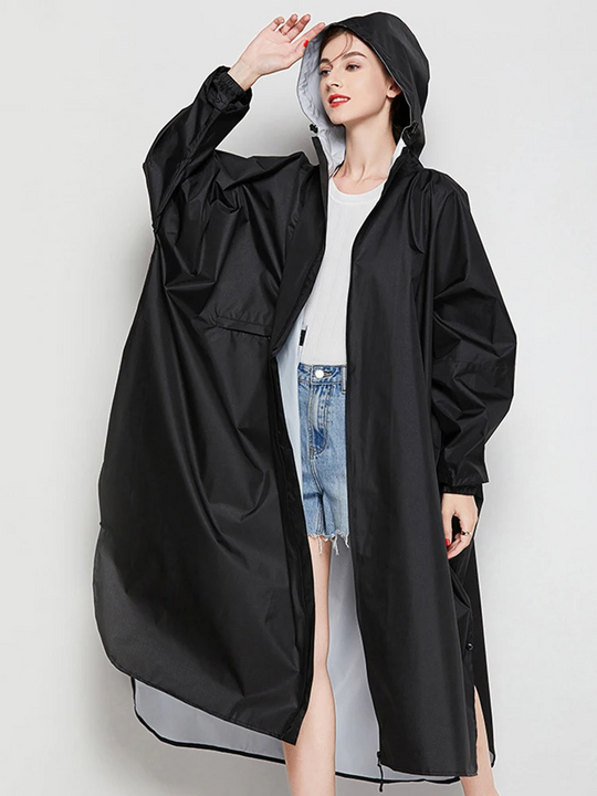 Damen Oversized Wasserdichte Regenjacke Leicht Kapuze Komfort