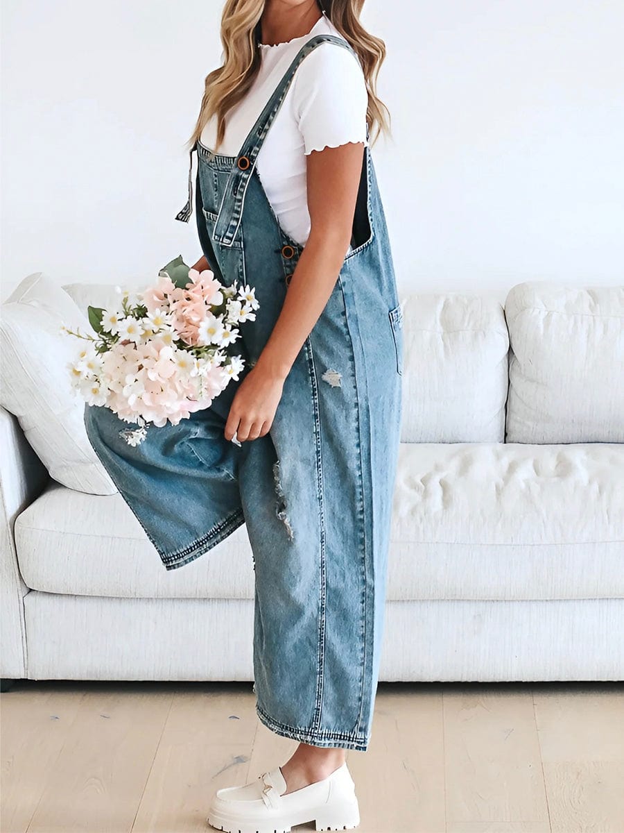 Damen Ärmelloser Lockere Denim Overall Für Lässigen Stil