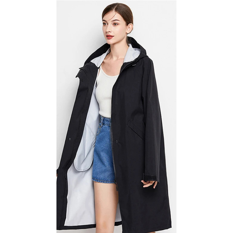 Damen Regenjacke Mit Kapuze Wasserfeste Lange Jacke