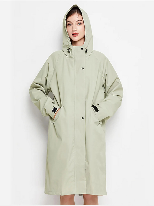 Damen Regenjacke Mit Kapuze Faltbare Wasserdichte Lange Jacke