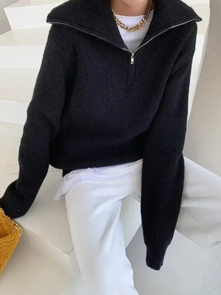 MonAmi Woll winddichte Pullover mit Reißverschluss Damen