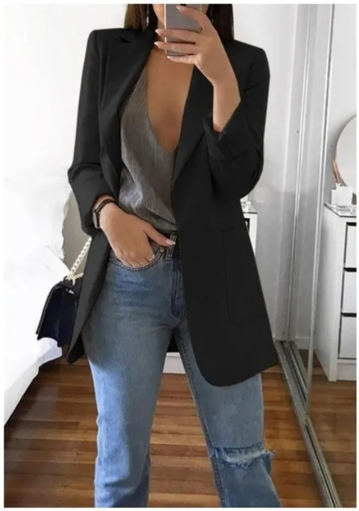 Fudus - Stilvolle Damen Blazer Mit Tiefem V-Ausschnitt - Ideal Für Jeden Tag