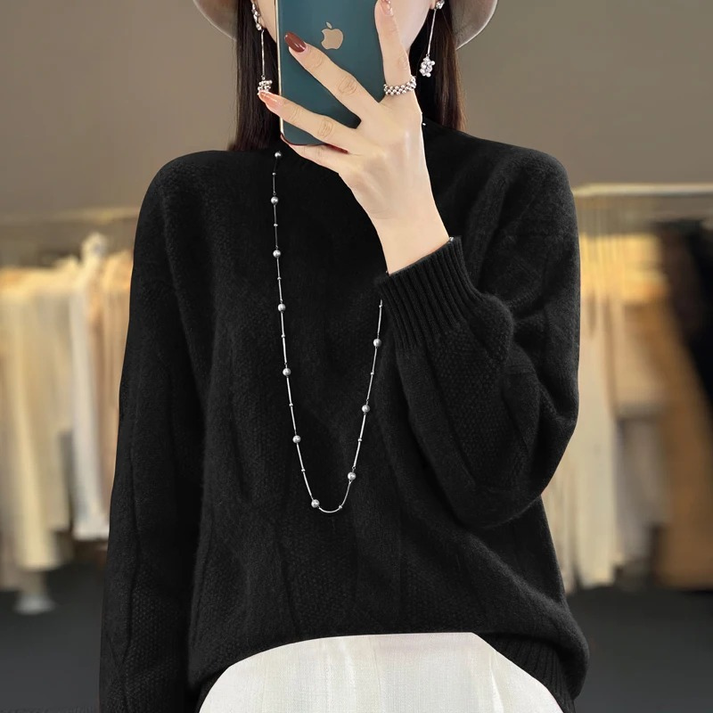 Damen Kaschmir Pullover Oversized Weich Warm