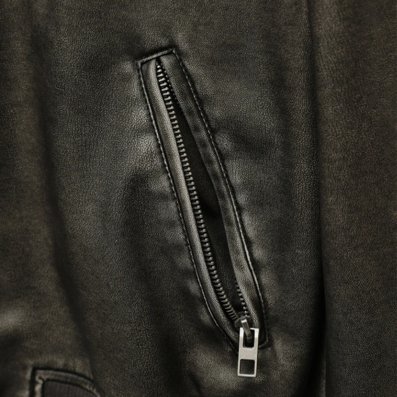 Damen Lederjacke Bombermodell mit gerippten Bündchen und Reißverschlusstaschen