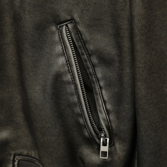 Damen Lederjacke Bombermodell mit gerippten Bündchen und Reißverschlusstaschen