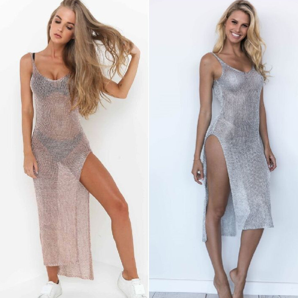 Kleid A-Linie Rundhalsausschnitt Einfarbig