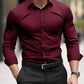Fudus Herren Slim Fit Hemd - Einfarbiges Elegantes Langarmhemd
