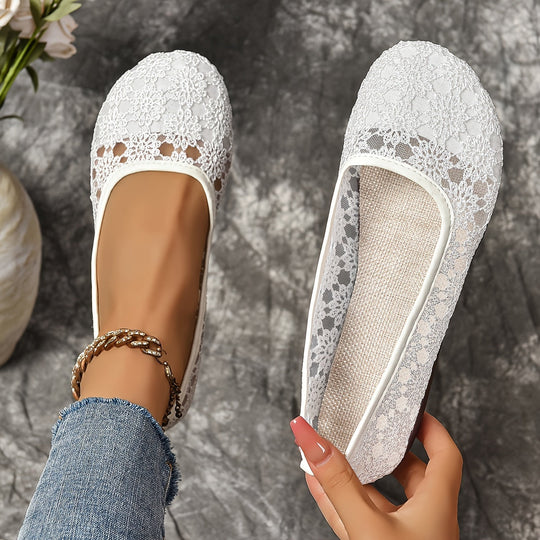 Damen Spitze Flache Schuhe