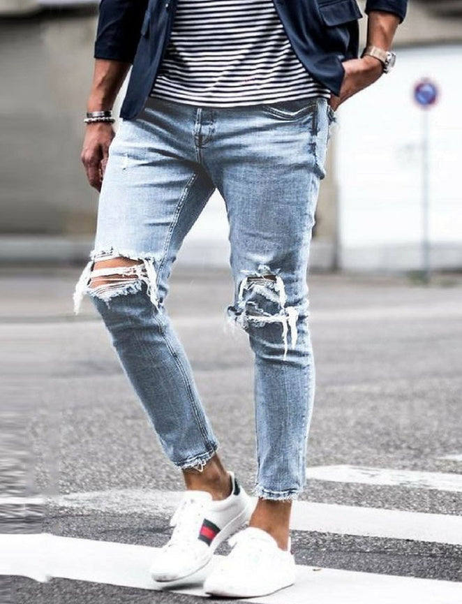 Herren Streetwear Ripped Slim Fit Jeans Bequem