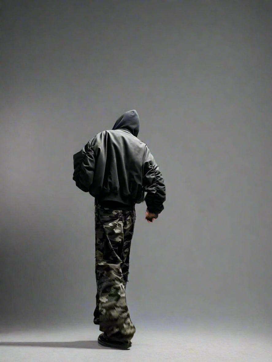 Gothic Kapuzenpulli Zweiseklige Jacke Kunstleder