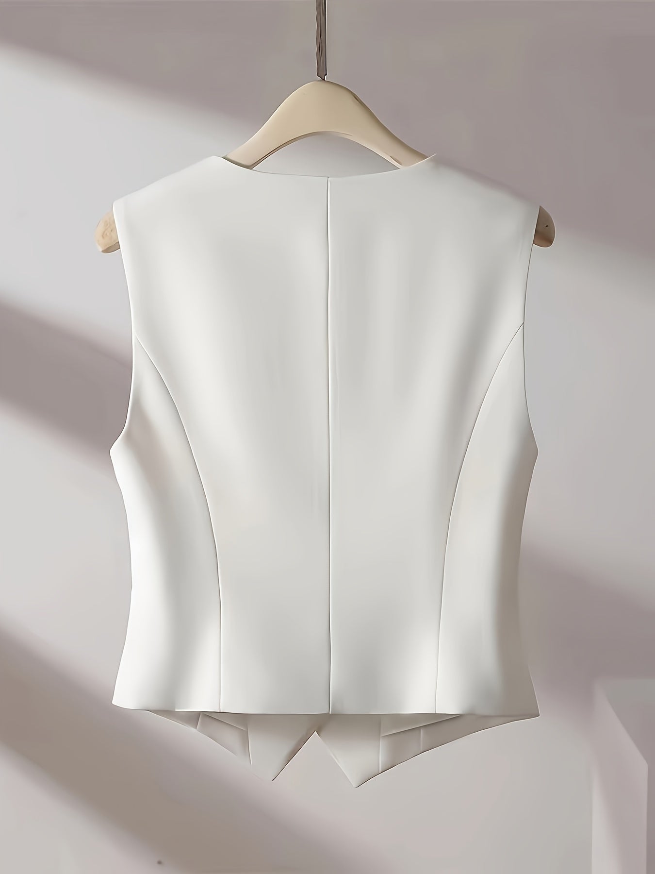 Damen Weste Ärmellos Einfarbig V-Ausschnitt Knopfverschluss