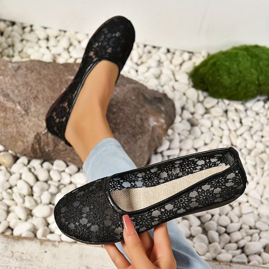Damen Spitze Flache Schuhe