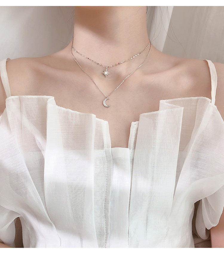 Damen Doppelte Mond Halskette