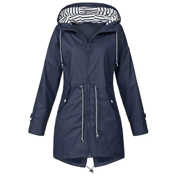 Damen Elegante Lange Wasserdichte Jacke