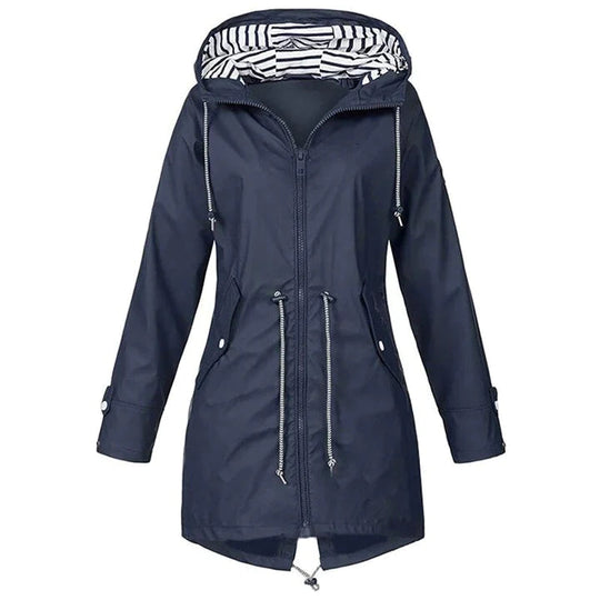 Damen Elegante Lange Wasserdichte Jacke