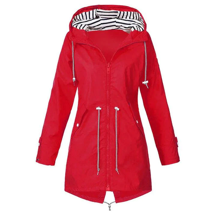 Damen Elegante Lange Wasserdichte Jacke