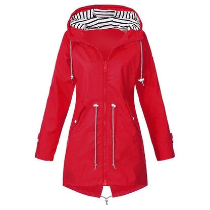 Damen Elegante Lange Wasserdichte Jacke