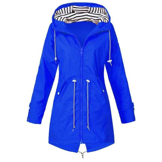 Damen Elegante Lange Wasserdichte Jacke
