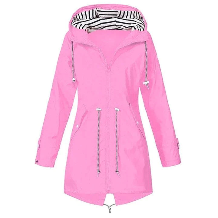 Damen Elegante Lange Wasserdichte Jacke