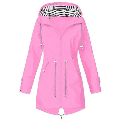 Damen Elegante Lange Wasserdichte Jacke