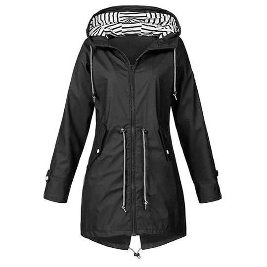 Damen Elegante Lange Wasserdichte Jacke