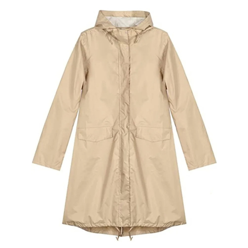 Damen Regenjacke Mit Kapuze Lange Wasserdichte Leichte Jacke