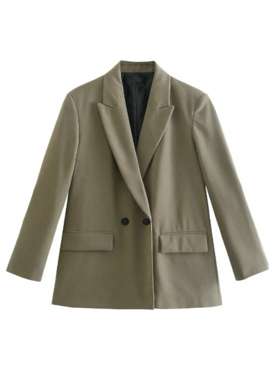 Damen Oversized Blazer Mit Langen Ärmeln Und Reverskragen