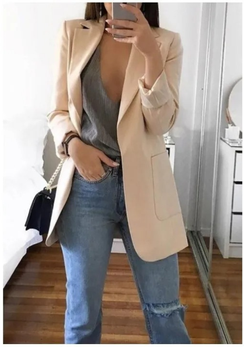 Fudus - Stilvolle Damen Blazer Mit Tiefem V-Ausschnitt - Ideal Für Jeden Tag