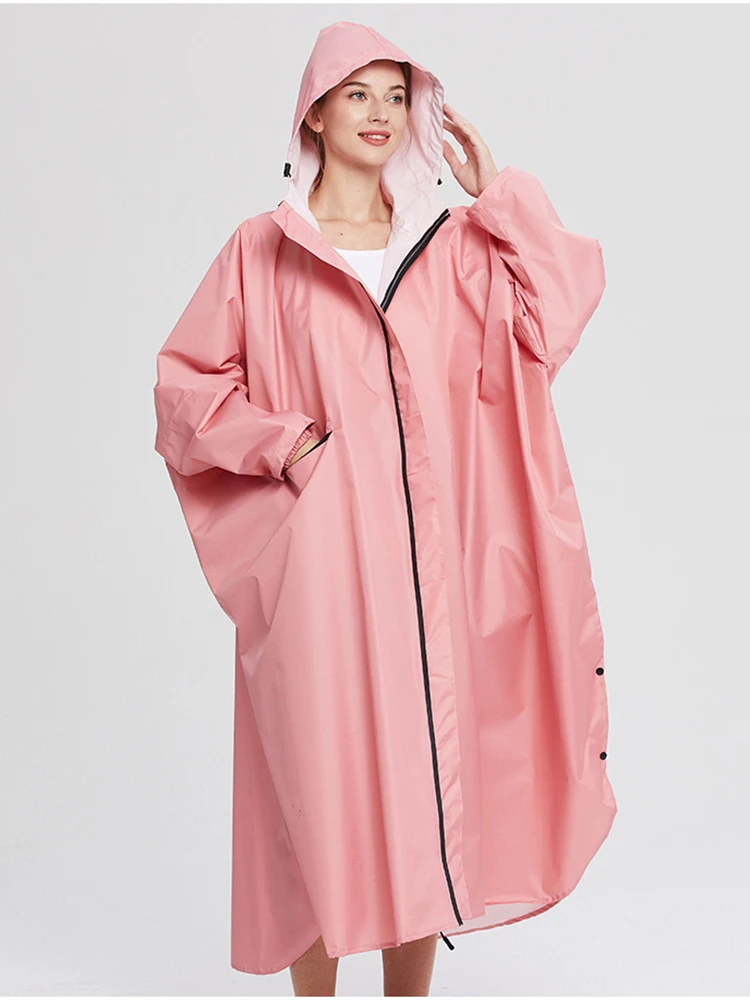 Oversized Damen Regenjacke mit Kapuze, Leichtgewicht Wasserdichte Jacke